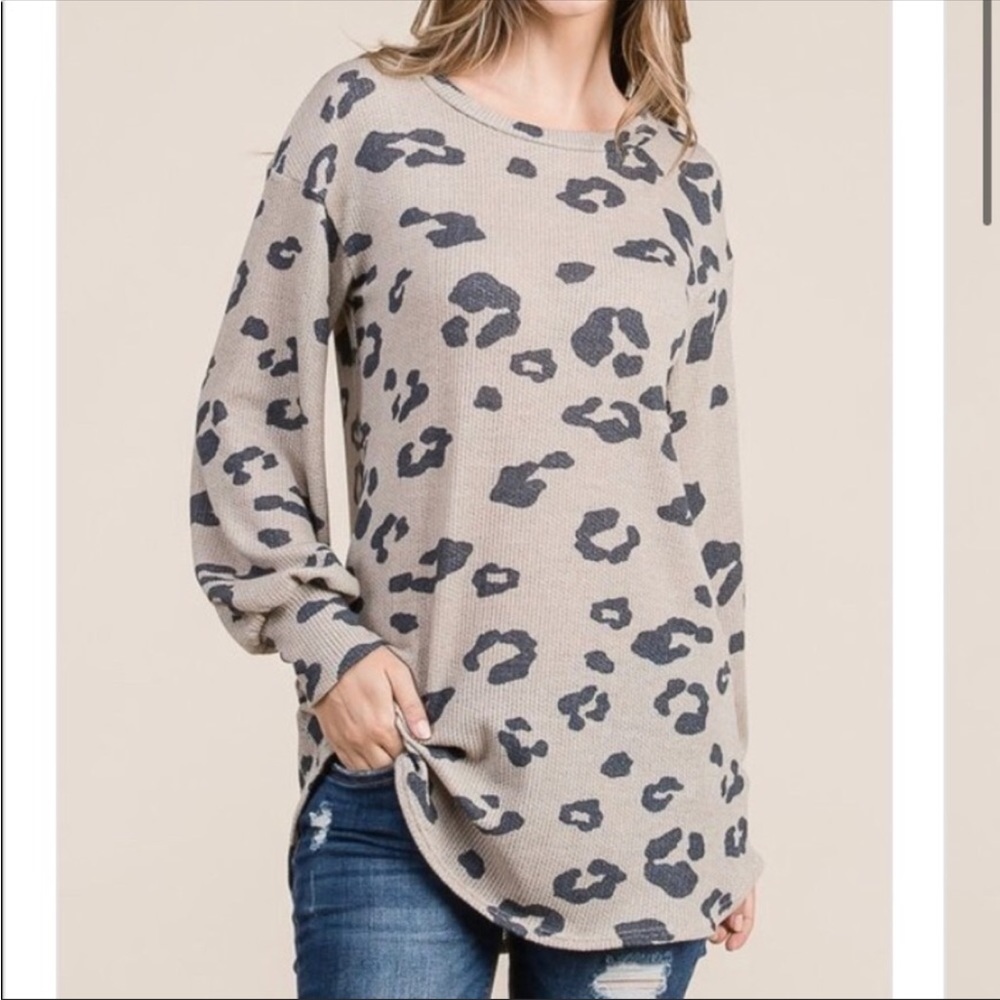 LEOPARD Print Long Sleeve Thermal-like Tee: Various Sizes